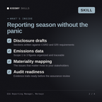 What's inside the ESG Reporting Manager, Merewyn AI skill: Disclosure drafts, Emissions data, Materiality mapping, Audit readiness