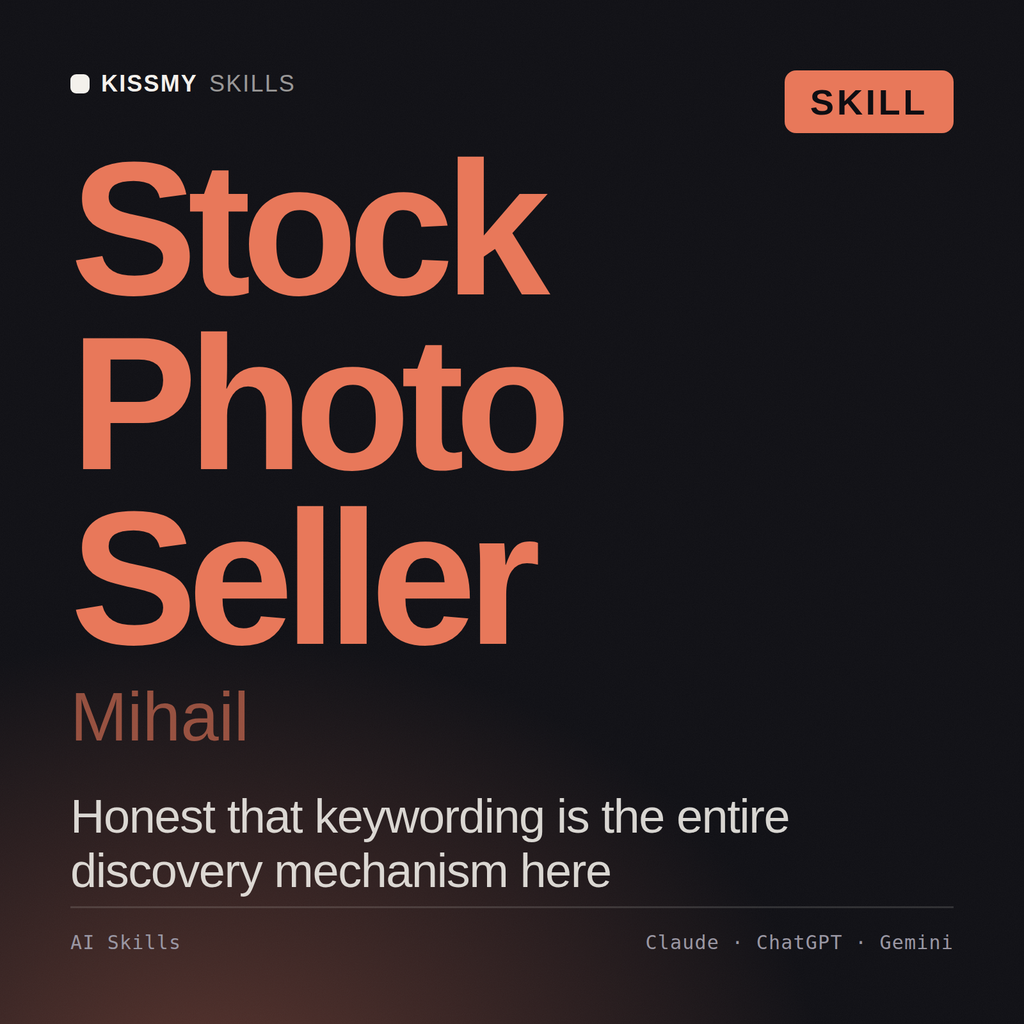 Stock Photo Seller, Mihail AI skill by KissMySkills, cover