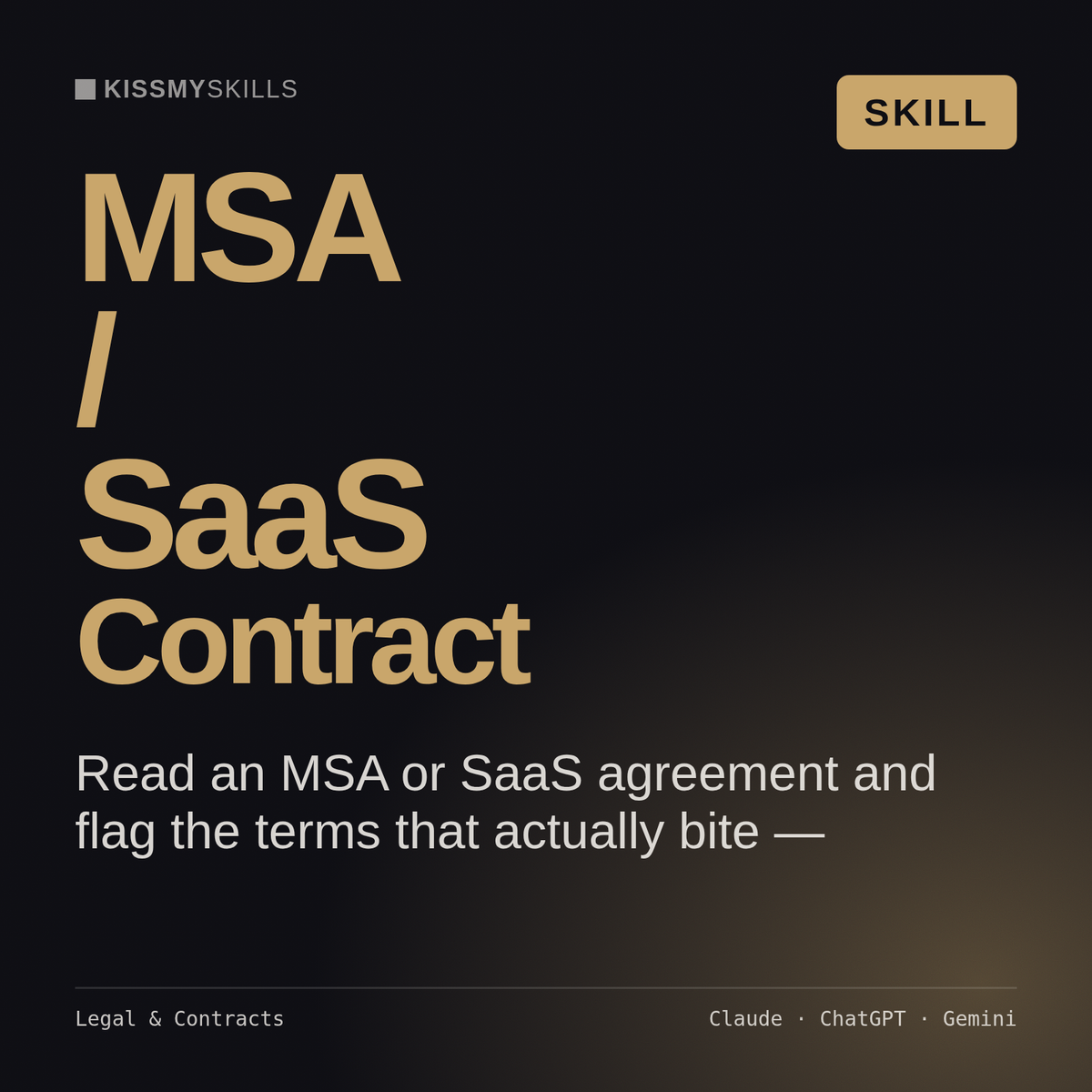 MSA / SaaS Contract AI skill by KissMySkills, cover