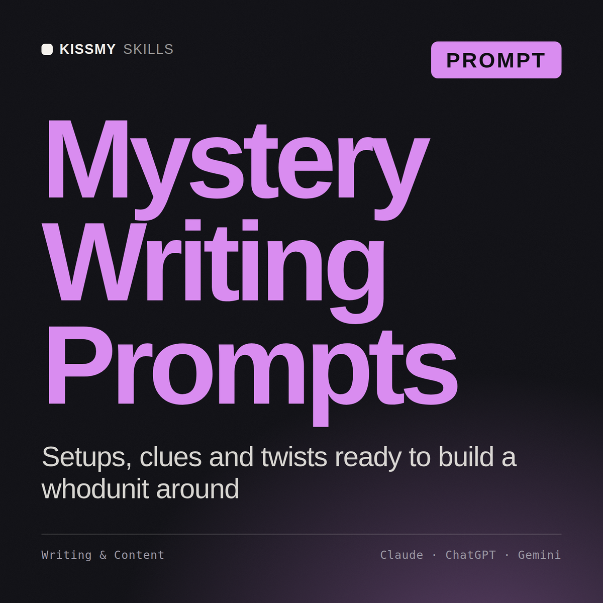 Mystery Writing Prompts AI prompt by KissMySkills, cover