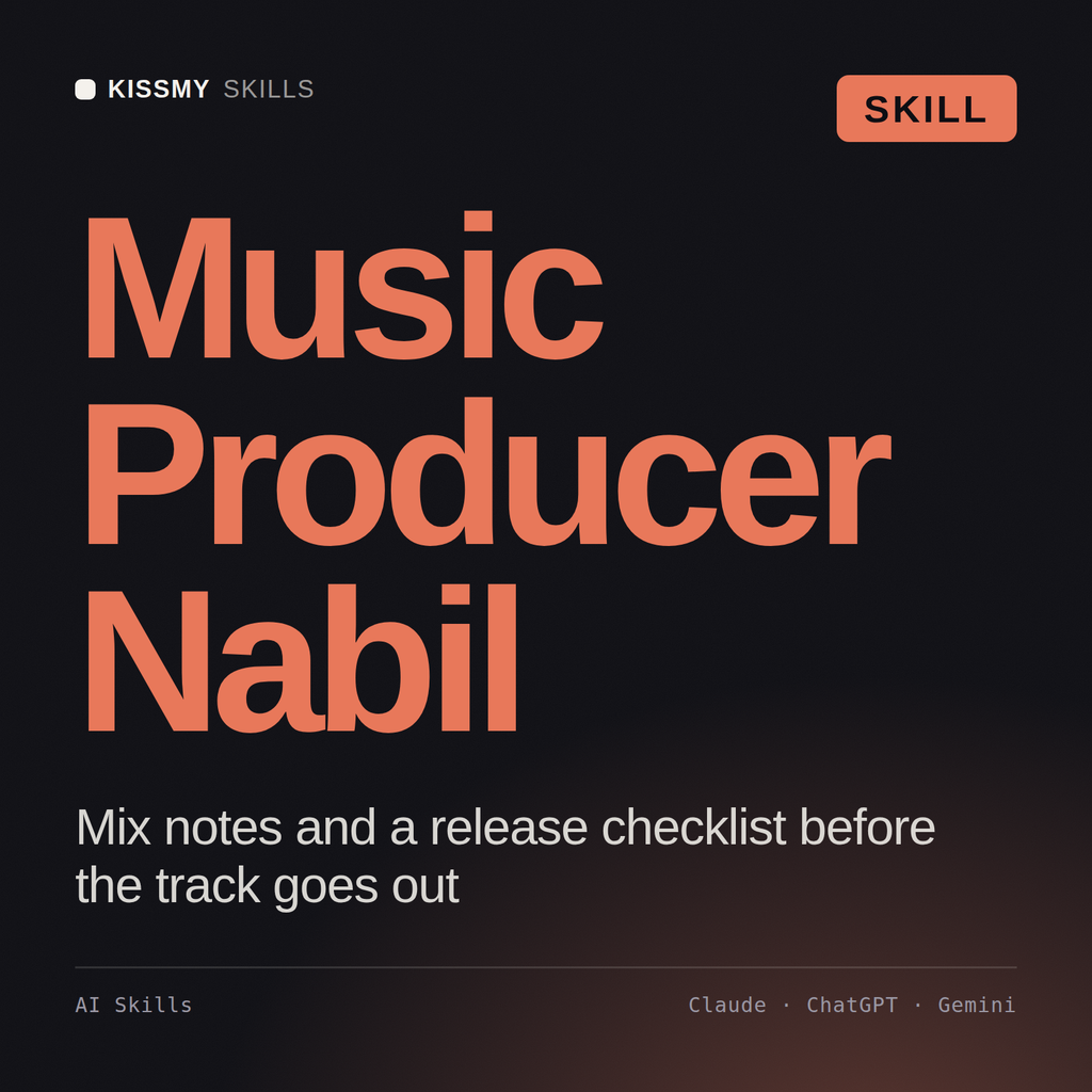 Music Producer, Nabil AI skill by KissMySkills, cover