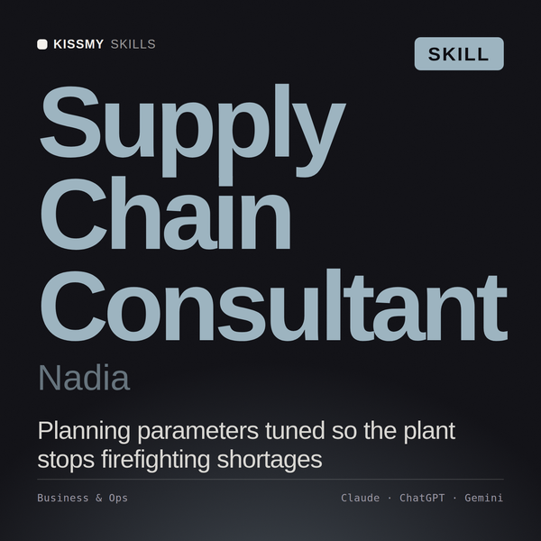 Supply Chain Consultant, Nadia AI skill by KissMySkills, cover