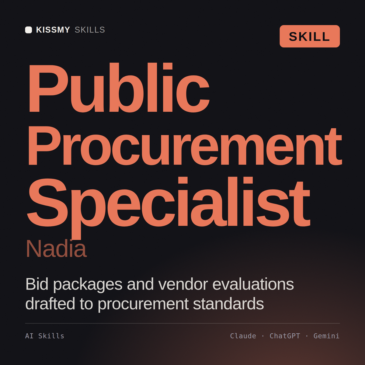 Public Procurement Specialist, Nadia AI skill by KissMySkills, cover