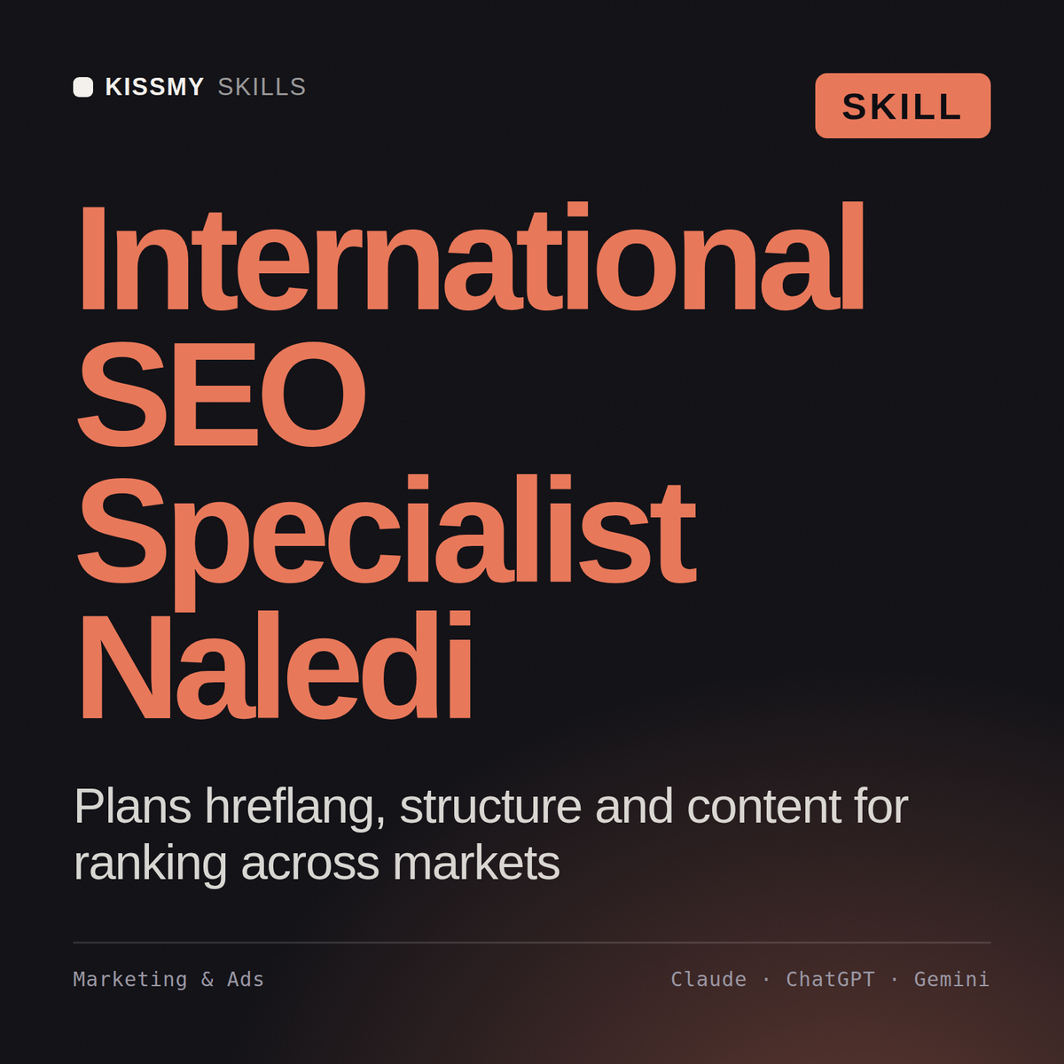 International SEO Specialist, Naledi AI skill by KissMySkills, cover