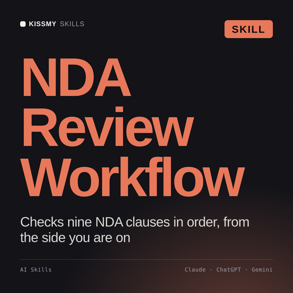 NDA Review Workflow AI skill by KissMySkills, cover