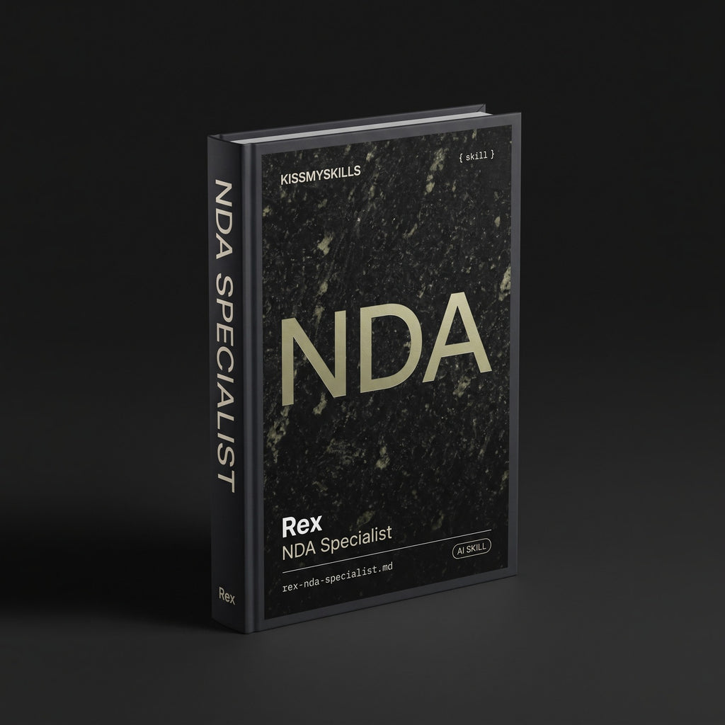 NDA Specialist Claude skill by KissMySkills, hardcover volume cover
