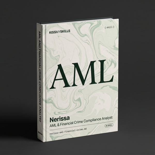 AML & Financial Crime Compliance Analyst Claude skill by KissMySkills, hardcover volume cover