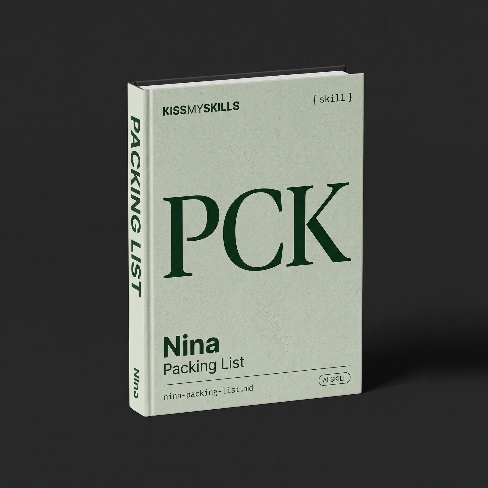 Packing List Claude skill by KissMySkills, hardcover volume cover