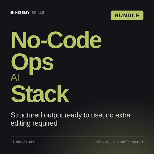 No-Code Ops AI Stack AI bundle by KissMySkills, cover