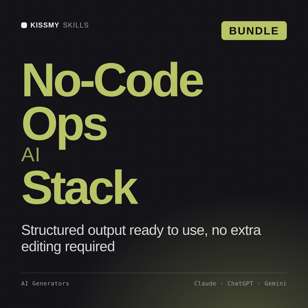 No-Code Ops AI Stack AI bundle by KissMySkills, cover