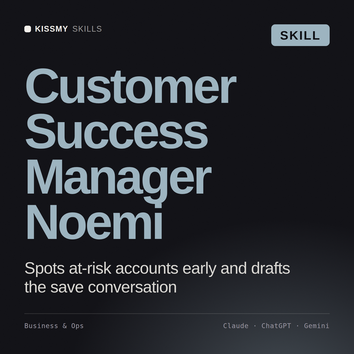 Customer Success Manager, Noemi AI skill by KissMySkills, cover