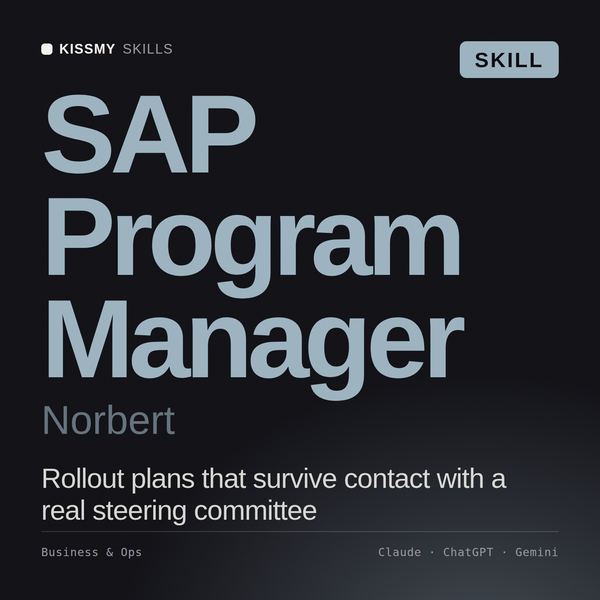 SAP Program Manager, Norbert AI skill by KissMySkills, cover
