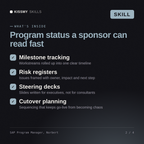 What's inside the SAP Program Manager, Norbert AI skill: Milestone tracking, Risk registers, Steering decks, Cutover planning