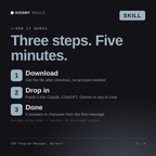 How the SAP Program Manager, Norbert AI skill works in three steps: download, drop it into your AI chat, done