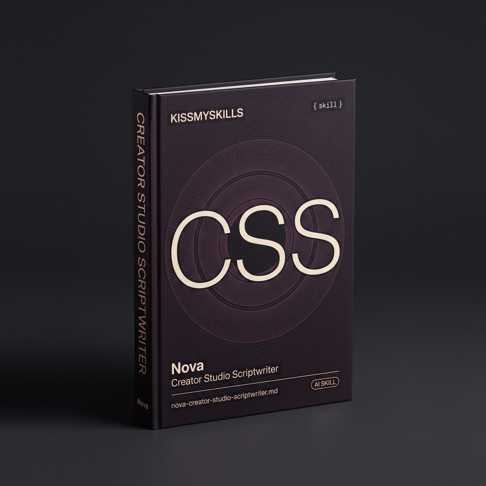 Creator Studio Scriptwriter Claude skill by KissMySkills, hardcover volume cover