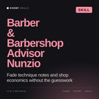 Barber & Barbershop Advisor, Nunzio AI skill by KissMySkills, cover