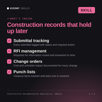 What's inside the Construction Documentation Specialist, Odalys AI skill: Submittal tracking, RFI management, Change orders, Punch lists