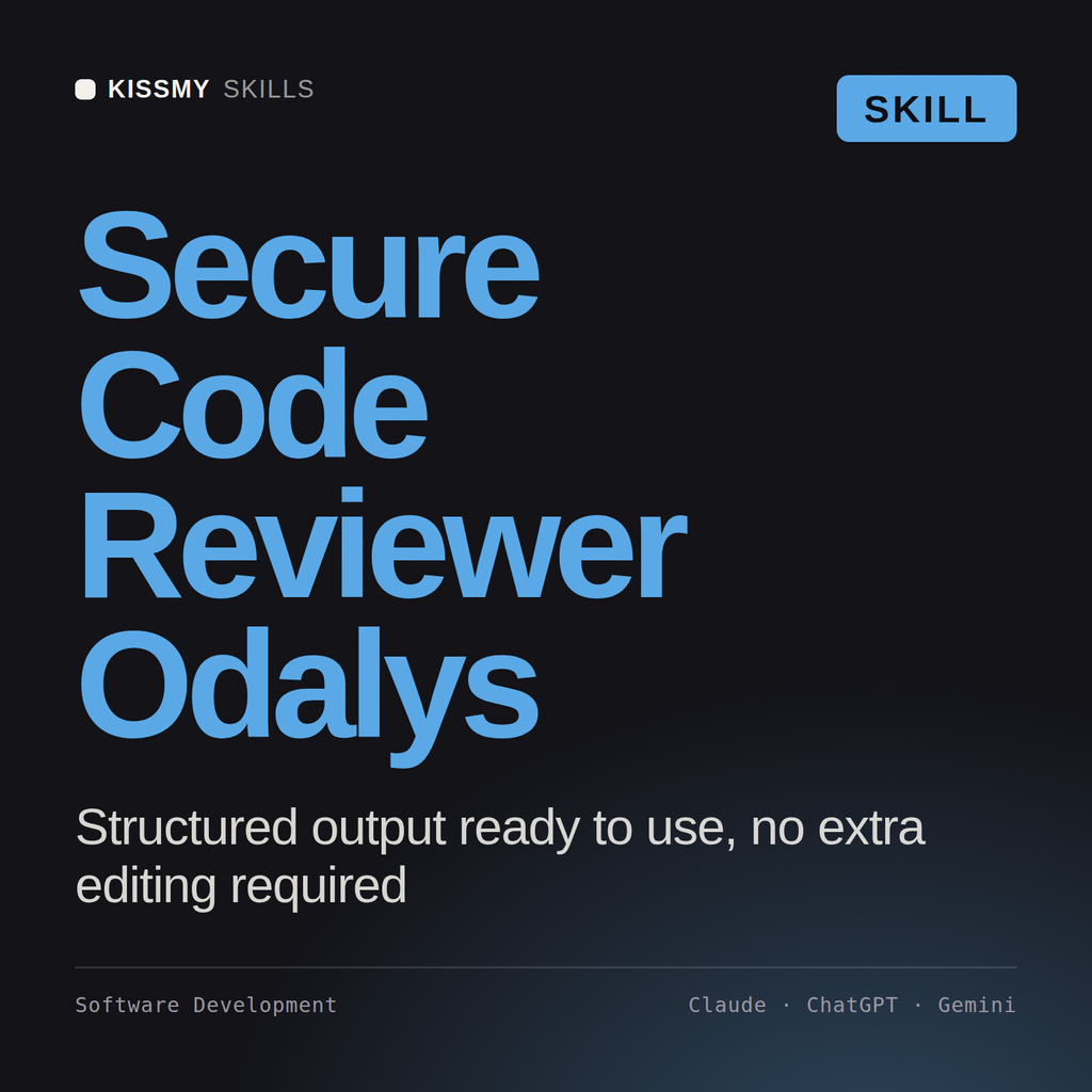 Secure Code Reviewer, Odalys AI skill by KissMySkills, cover