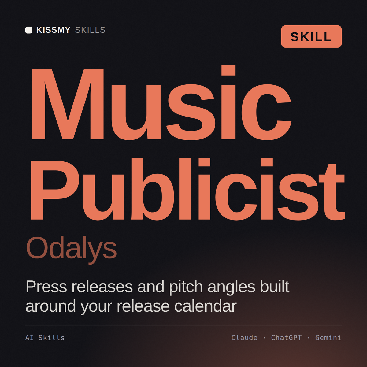 Music Publicist, Odalys AI skill by KissMySkills, cover