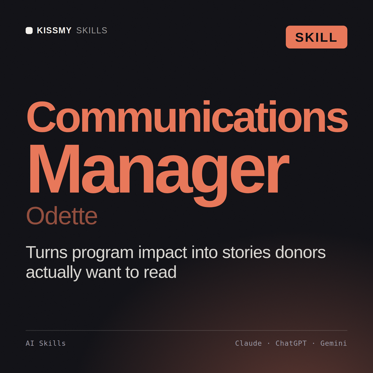 Communications Manager, Odette AI skill by KissMySkills, cover