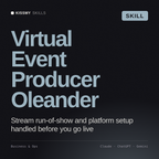Virtual Event Producer, Oleander AI skill by KissMySkills, cover