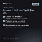 What's inside the Virtual Event Producer, Oleander AI skill: Stream run-of-show, Platform setup checklist, Hybrid audience engagement