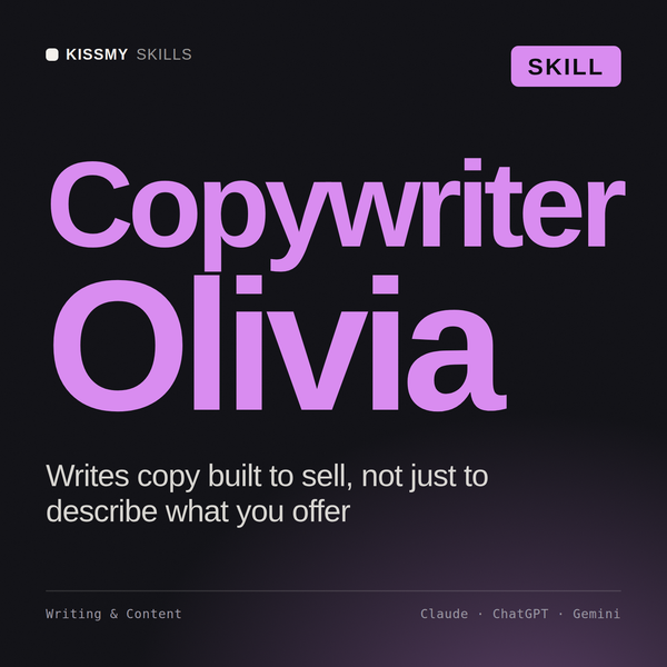 Copywriter, Olivia AI skill by KissMySkills, cover