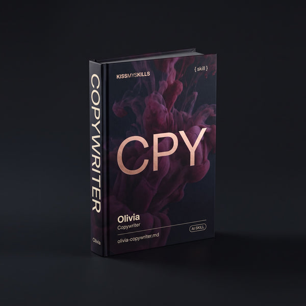Copywriter Claude skill by KissMySkills, hardcover volume cover