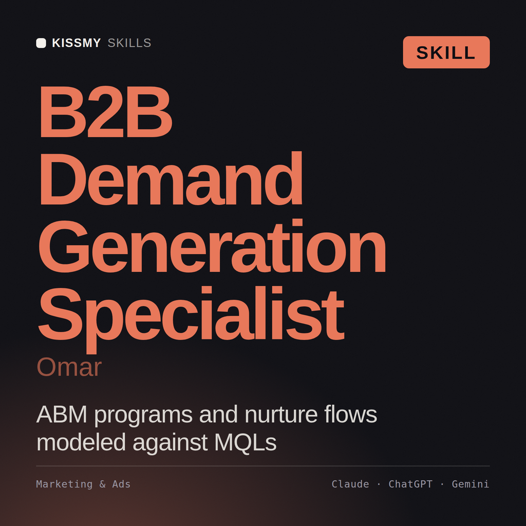B2B Demand Generation Specialist, Omar AI skill by KissMySkills, cover
