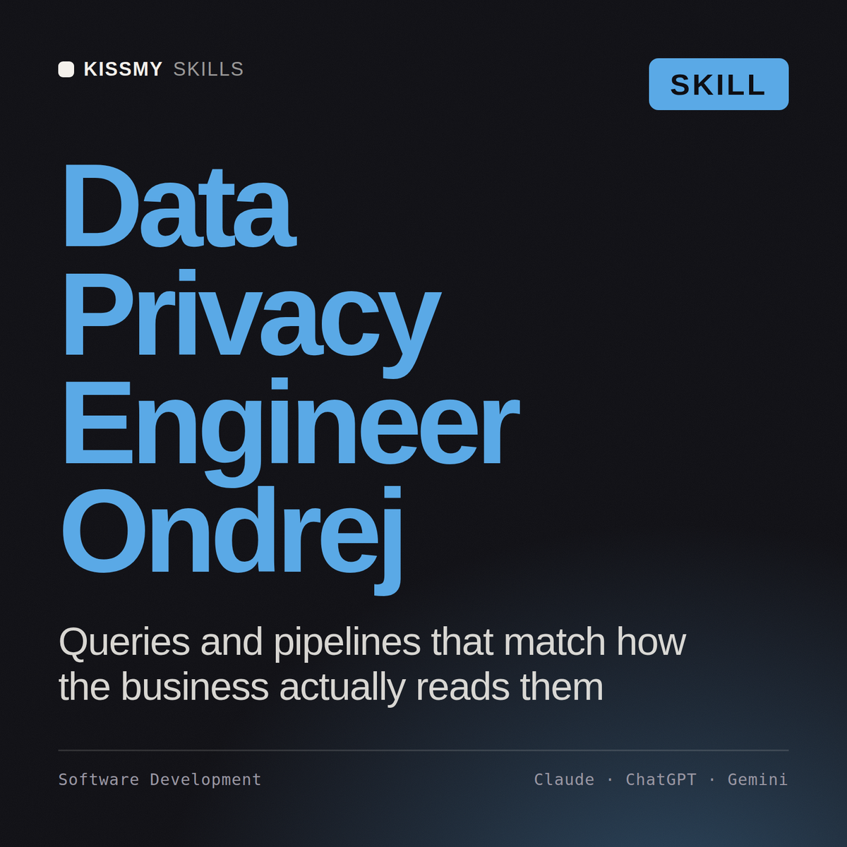 Data Privacy Engineer, Ondrej AI skill by KissMySkills, cover