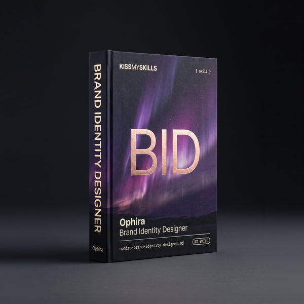 Brand Identity Designer Claude skill by KissMySkills, hardcover volume cover