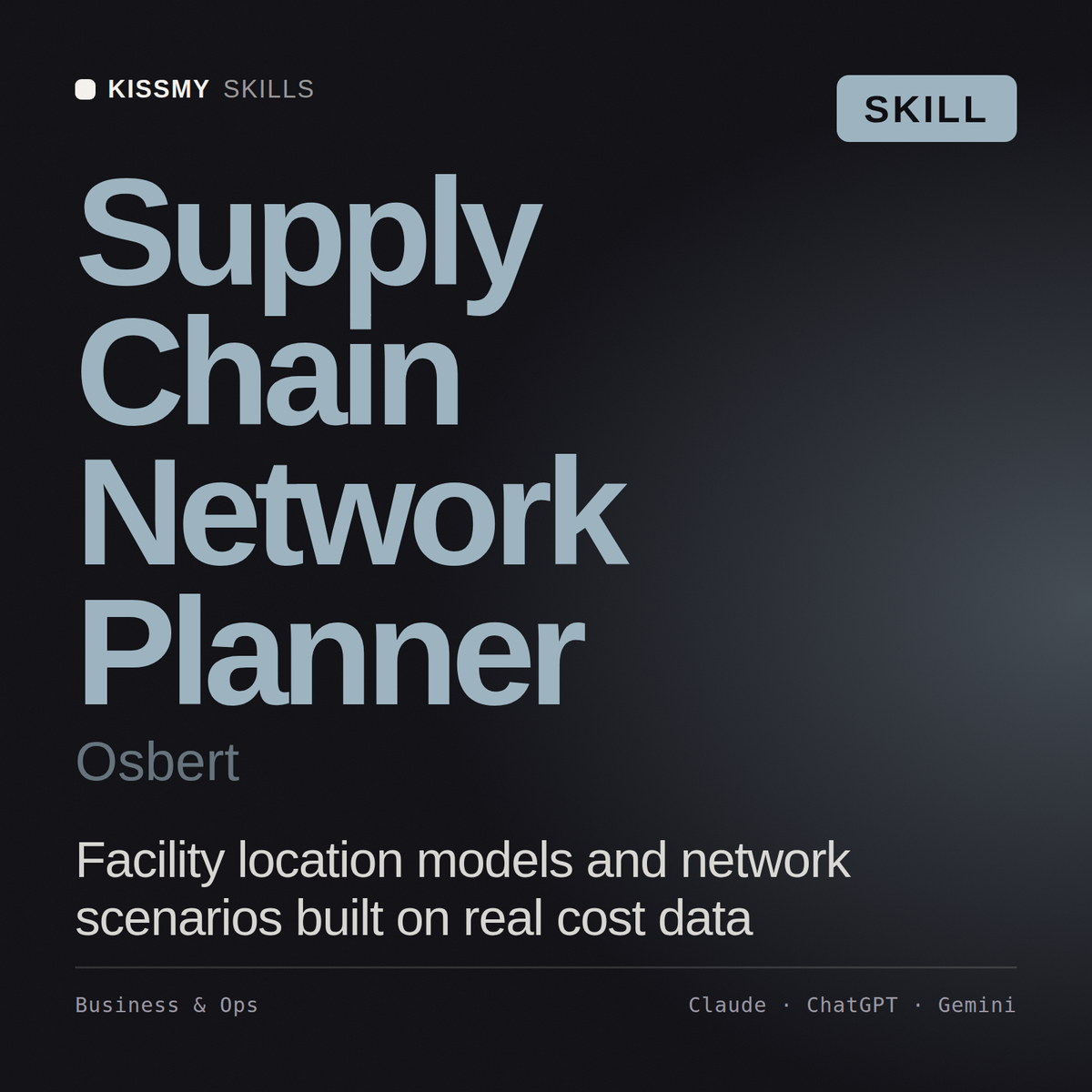 Supply Chain Network Planner, Osbert AI skill by KissMySkills, cover