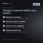 What's inside the Supply Chain Network Planner, Osbert AI skill: Network scenarios, Facility location models, Cost to serve analysis, Capacity planning