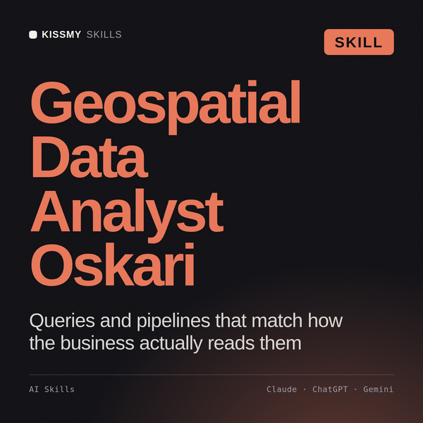 Geospatial Data Analyst, Oskari AI skill by KissMySkills, cover
