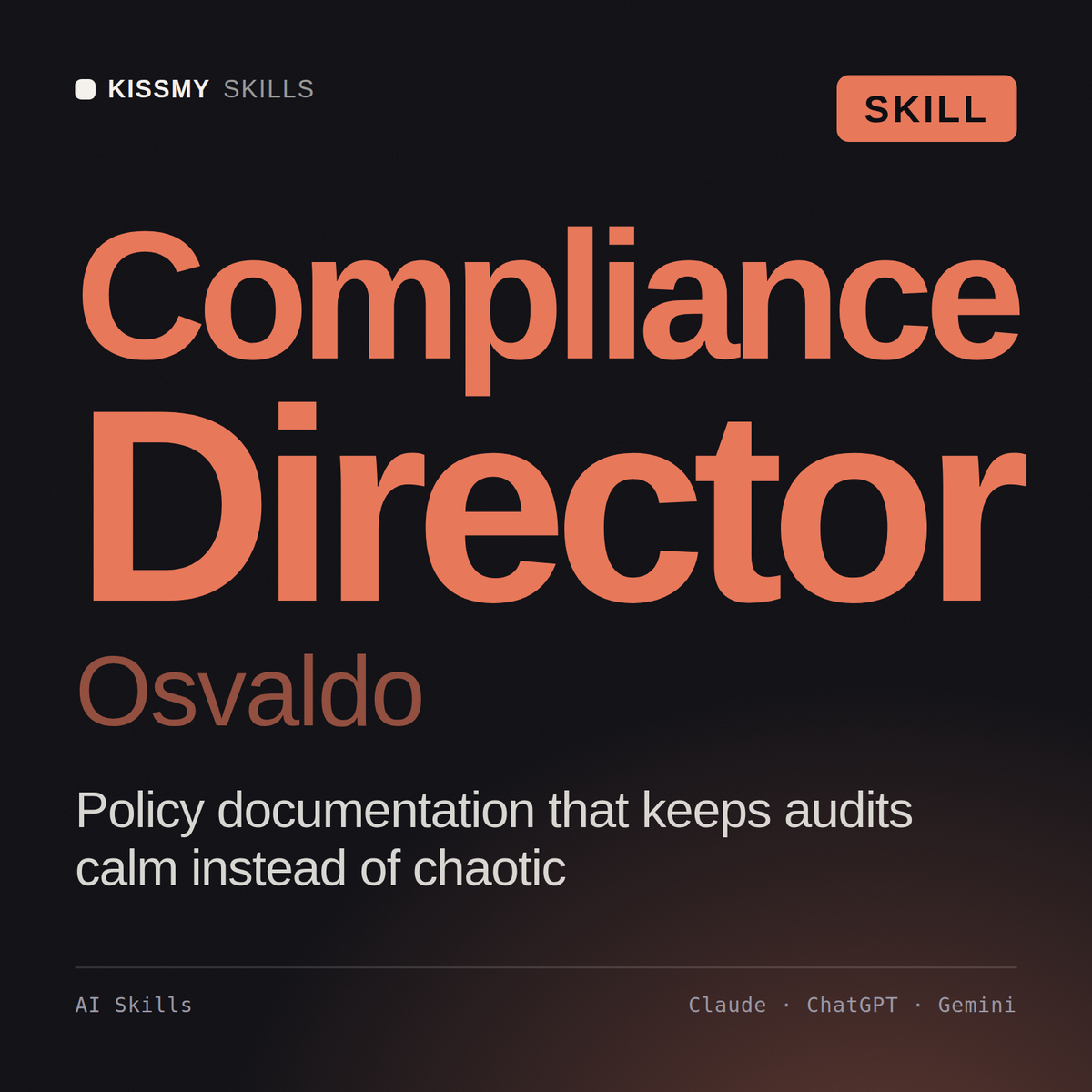 Compliance Director, Osvaldo AI skill by KissMySkills, cover