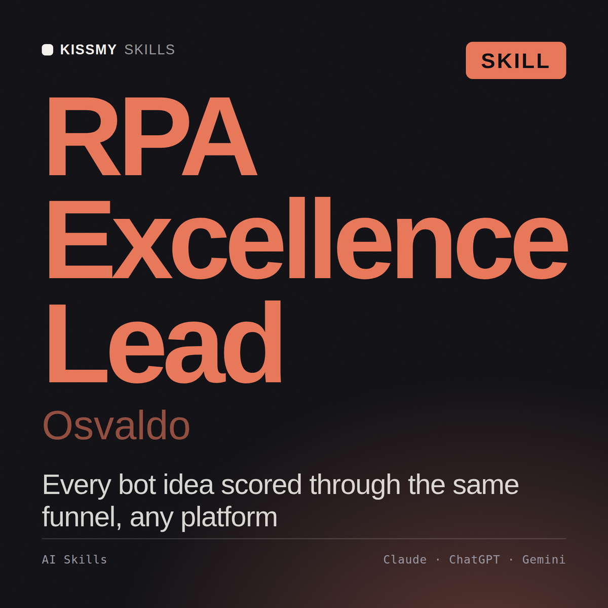 RPA Excellence Lead, Osvaldo AI skill by KissMySkills, cover