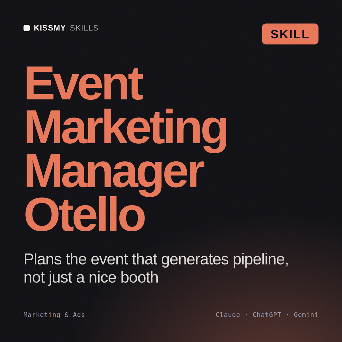 Event Marketing Manager, Otello AI skill by KissMySkills, cover