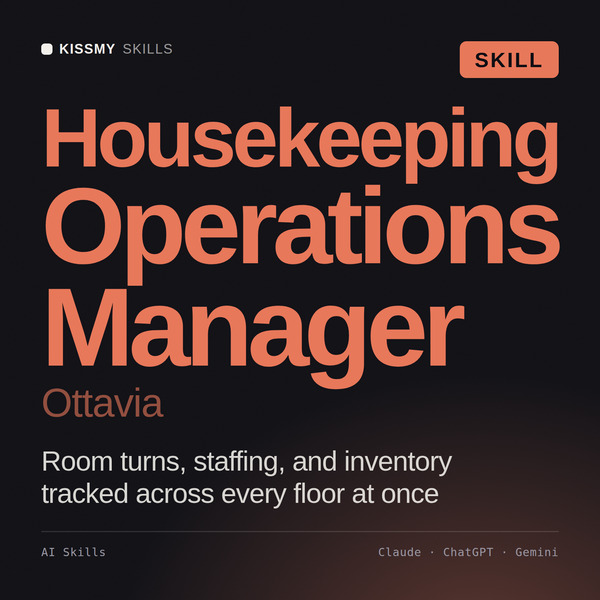 Housekeeping Operations Manager, Ottavia AI skill by KissMySkills, cover