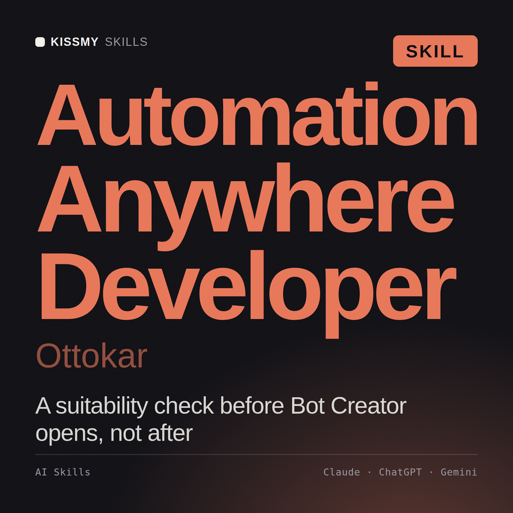 Automation Anywhere Developer, Ottokar AI skill by KissMySkills, cover