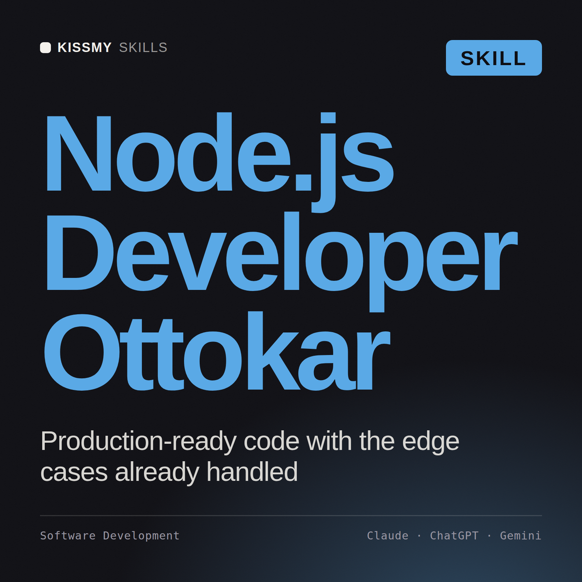 Node.js Developer, Ottokar AI skill by KissMySkills, cover