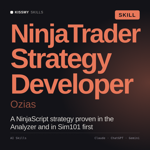 NinjaTrader Strategy Developer, Ozias AI skill by KissMySkills, cover