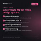 What's inside the Design Systems Director, Ozymandias AI skill: Brand-drift audits, Enforcement built in, Redesigned critique, Clear ownership