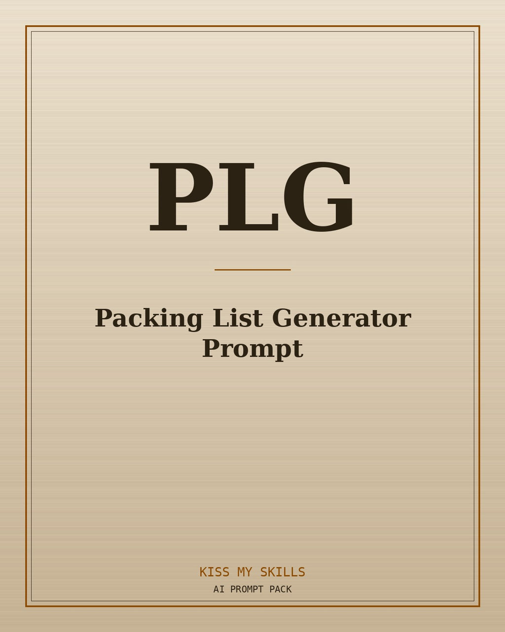 Packing List Generator prompt for Claude by KissMySkills, brushed cover