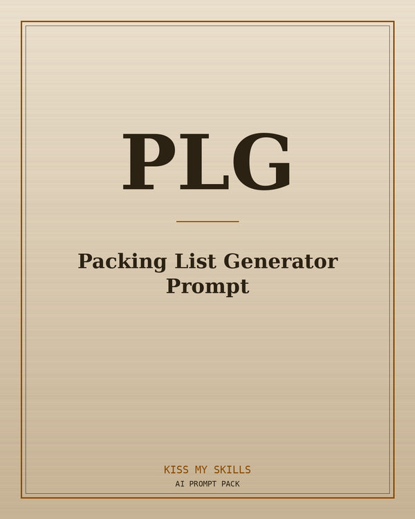 Packing List Generator prompt for Claude by KissMySkills, brushed cover