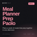 Meal Planner Prep, Paolo AI skill by KissMySkills, cover
