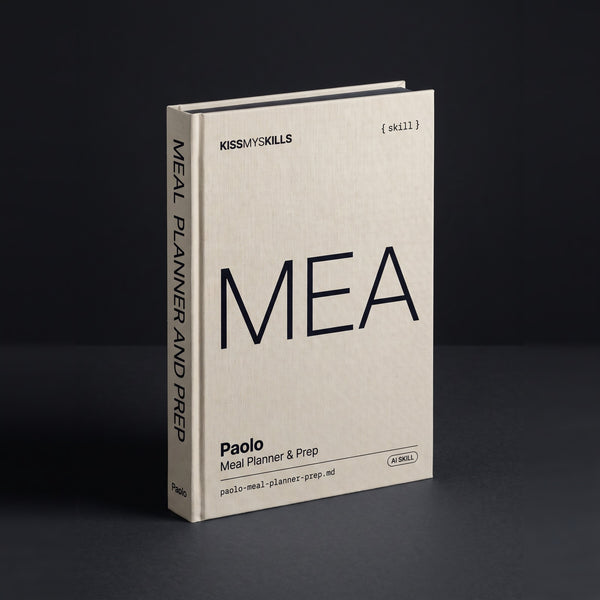 Meal Planner & Prep Claude skill by KissMySkills, hardcover volume cover