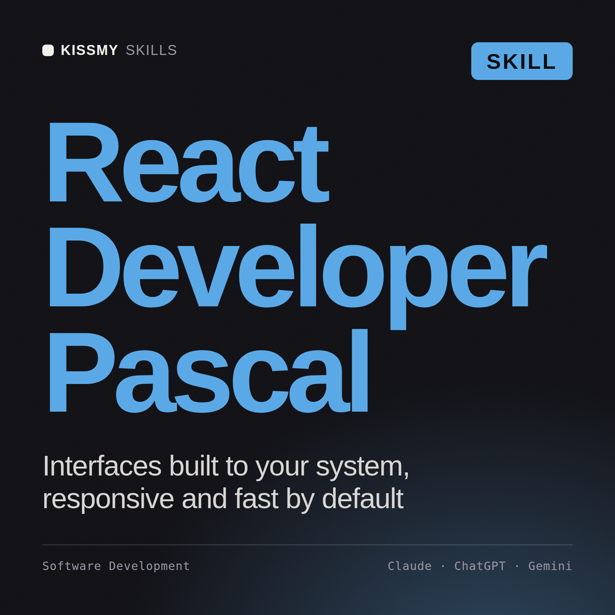 React Developer, Pascal AI skill by KissMySkills, cover