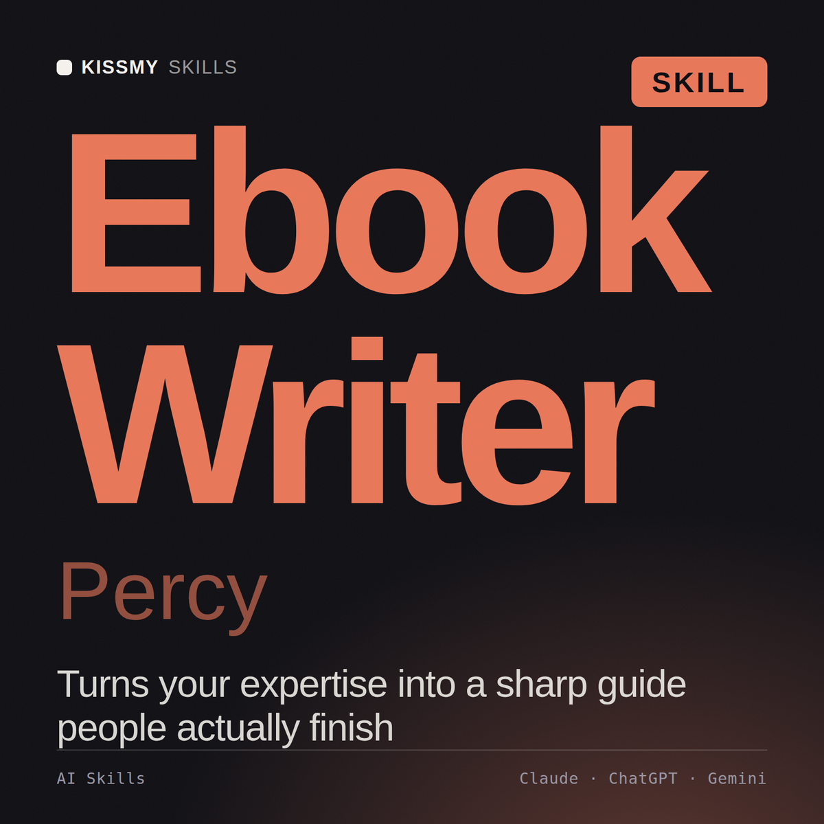 Ebook Writer, Percy AI skill by KissMySkills, cover