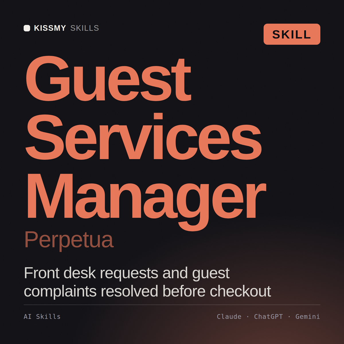 Guest Services Manager, Perpetua AI skill by KissMySkills, cover