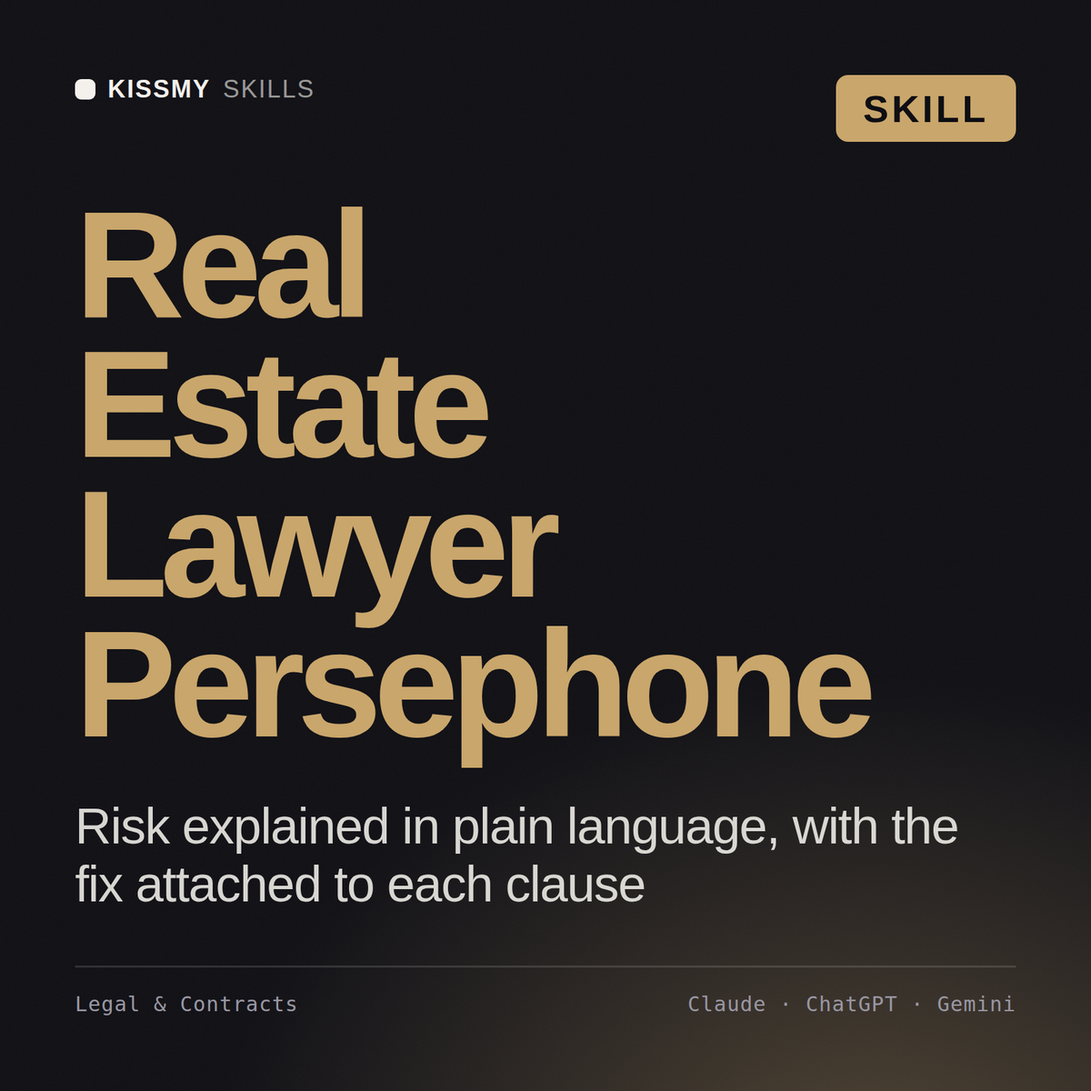 Real Estate Lawyer, Persephone AI skill by KissMySkills, cover